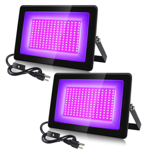 2 Pack 100W UV Flood Lights Blacklight For Outdoor Use IP66 Waterproof Stage Lighting 395nm 405nm Glow Party UV Glue Resin Curing