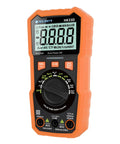 6000 Count Digital Multimeter With NCV LCD For AC And DC Voltage And Current, Resistance, Capacitance, Live Wire, Frequency, Temperature, Duty Cycle, Continuity And Diode Testing orange handheld tester front view