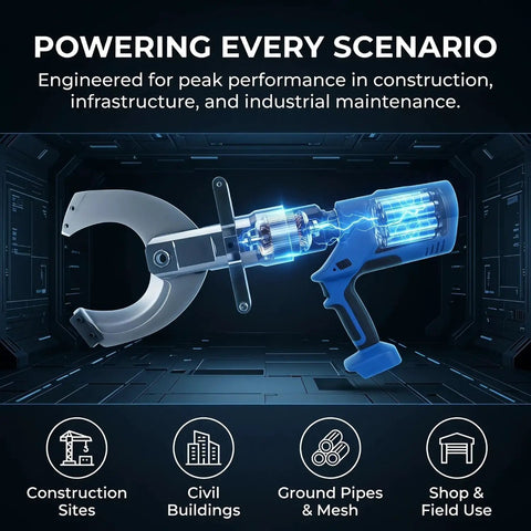 18V Cordless Cable Cutters Heavy Duty Electric Wire Cutters With Hydraulic Shears, Dual Battery Pack, Battery Powered Cable Cutting Tool For 10-120mm Aluminum And Armored Cu Al Cable EZ-135C for construction, civil buildings, pipes, and shop use