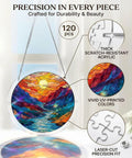 Jigsaw Puzzle Suncatcher Kit With 83 Pieces For DIY Stained Glass Window Art No Glue Needed displayed with vivid colors