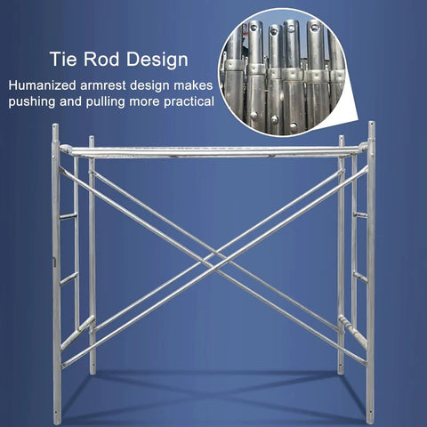 Adjustable Portable Scaffolding Tower For Home DIY Projects Stairs Roofs And Warehouses 6 Feet Tall 500 Lb Load Capacity