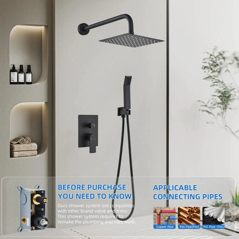 Killer Black Shower Faucet Set With 8 Inch Rainfall Head And Adjustable Handheld Sprayer For A Heavy Duty Bathroom Upgrade That Brings Serious Spa Vibes Straight To Your Doorstep