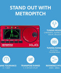 Digital Metronome and Tuner 3 In 1 for Practice Smarter Tone Generator and Tempo Tool in compact red unit with tuning details.