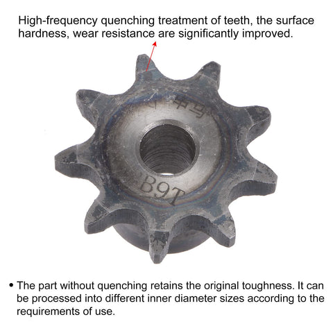 9 Tooth Type B Chain Sprocket Half Inch Pitch 10mm Bore A3 Carbon Steel for ISO 08B Single Strand Sprocket with Hub Extension
