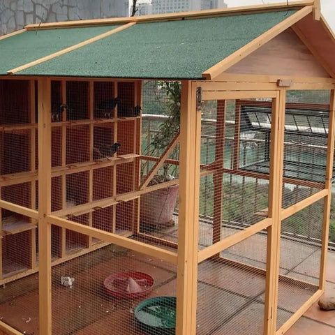 Image of a chicken coop using Half Inch Hardware Cloth 24 Inch By 100 Foot 19 Gauge Galvanized After Welding Wire Mesh Roll for security.
