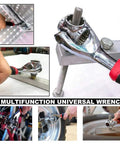 52 In 1 Socket Wrench Kit With 360 Degree Rotating Head For Home And Auto Repairs, shown in various repair scenarios.