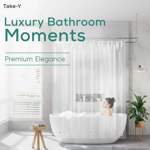 Magnet Grip Shower Curtain Liner With Weighted Magnets, 72x72 Inches, in modern bathroom setting with bathtub