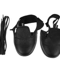 Heavy Duty Steel Toe Shoe Covers With Adjustable Strap Safety Overshoes For Work, black breathable fabric with adjustable strap.