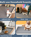 Under Sink Mat Waterproof 34 By 22 Inches Thick Silicone Kitchen Cabinet Liner And Drawer Protector Spill Proof Sink Organizer Tray used as cabinet liner, boot tray, countertop mat, and pet mat.