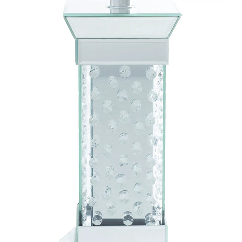 Base of Glam Glass Room Table Lamp With Mirrored Accent 13 By 13 By 30 Inches Silver Finish with crystal glass details
