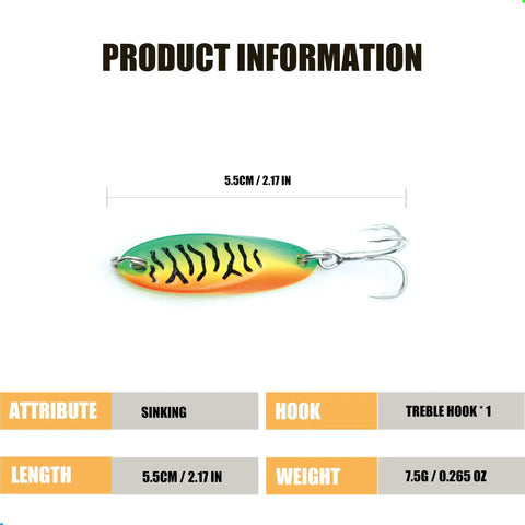 Fishin Casting Spoon Lures For Saltwater And Freshwater With Unpredictable Action And Balanced Weight For A Jumping Minnow Like Motion