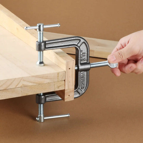 Three Way Edging Clamp For Woodworking And Trim Fitting With Malleable Iron Frame And Black Oxide Spindle And Handle Built Tough Heavy Duty Tool For Secure Moldings Even Pressure Model 38 192 Black securing wood trim