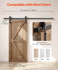 Heavy Duty Sliding Barn Door Hardware Kit for 36 to 40 Inch Doors, 330 Lbs Capacity, J shape rollers installed on door