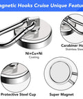 Bad Boy Magnetic Carabiner Hooks, 70 Lbs Hold, 12 Pack, Stainless Steel Swivel Magnets, showing unique features and materials.