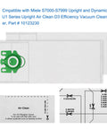 Type U Vacuum Bags 12 Pack For S7000 To S7999 Upright Vacuums With AirClean 3D Filtration, bag design shown with green fitting.