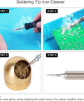 Coiled Brass Solder Tip Cleaner Kit With Brass Sponge For Quick Clean Wire Cleaning Wires And Holder For Soldering Irons No Water Needed