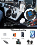 No Sweat Dual Usb Car Phone Mount That Slides Right Into Your Cigarette Lighter Socket For Easy Navigation And Fast Device Charging On Weekend Rides, shown with dual USB ports in car.