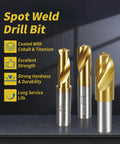 Heavy Duty Top Notch Double Sided Spot Weld Cutter Set, 13 Piece 3/8 And 5/16 Inch HSS Titanium Cobalt Drill Bits On Display