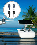 4pc Detachable Aluminum Alloy Drone Joystick Sticks Replacement Set For Mini 3 Pro, Mini 4 Pro, Air 3, Mavic 3 Pro RC Controllers And RC 2, Blue And Black Dual Color Pack, Lightweight 2.7g Each, Easy Install with tropical background