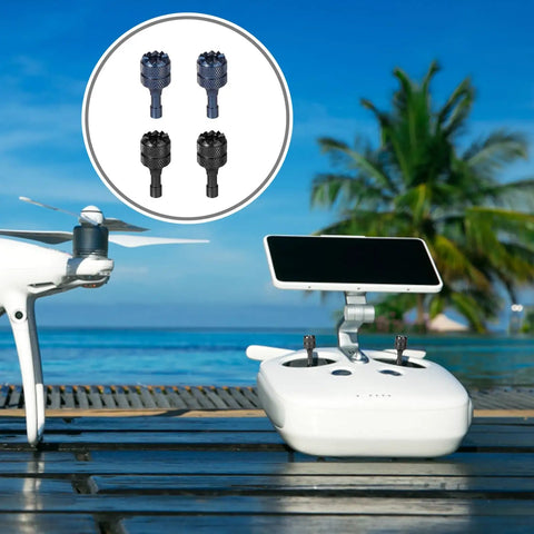 4pc Detachable Aluminum Alloy Drone Joystick Sticks Replacement Set For Mini 3 Pro, Mini 4 Pro, Air 3, Mavic 3 Pro RC Controllers And RC 2, Blue And Black Dual Color Pack, Lightweight 2.7g Each, Easy Install with tropical background