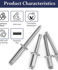 70-Piece 1/4 Inch Pop Rivets Assortment Kit With Aluminum Dome Head Blind Rivets For Metal, 4 Sizes 3/8 Inch, 1/2 Inch, 5/8 Inch, 1 Inch