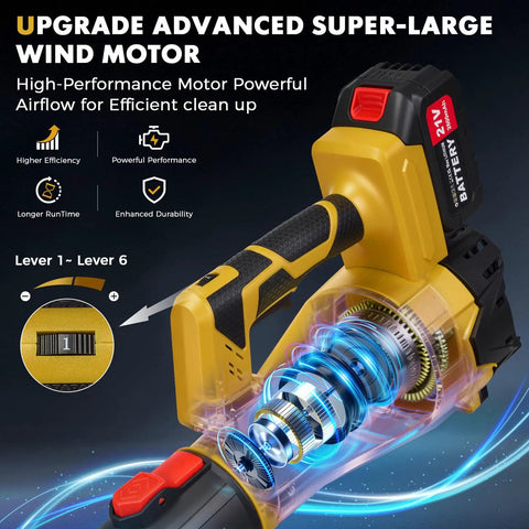 Beast Cordless Leaf Blower With 2.6Ah Battery And Charger, 6 Speed Control, high-performance motor illustration