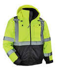 High Visibility Reflective Winter Bomber Jacket Lime Accents ANSI Compliant 2XL Wind and Water Resistant Outer Shell