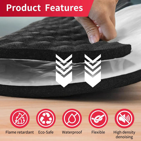 Professional Grade Self Adhesive Acoustic Foam Panels With Egg Crate Wave Design zoomed in to show features and material details.