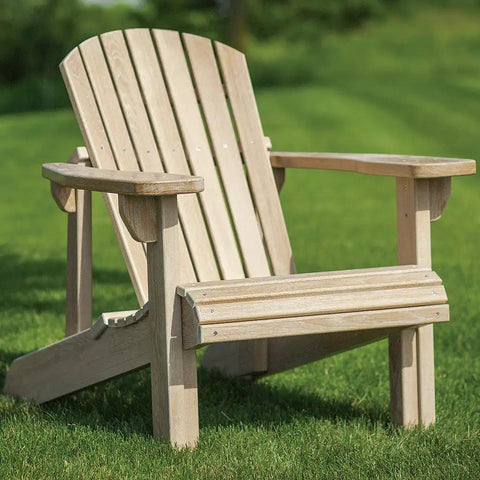 Classic Adirondack Chair Plans With Full Size Templates Total No Sweat Weekend Build For Your Backyard Lounge Easy To Tackle Alone Or With Buddies built wooden chair on grass