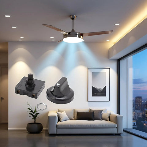 4 Position Rotary Fan And Light Wall Control With 3 Speed Settings And Off No Fuss, Professional Grade Ceiling Fan Governor