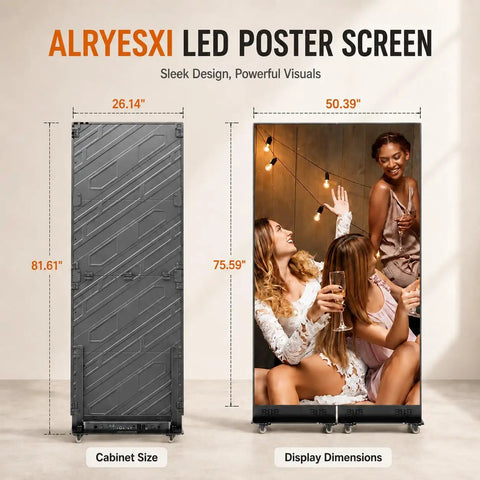 Top Shelf 80 Inch P1.86 Led Poster Display With Gob Coating And Spliceable Digital Signage Setup For Slick Indoor Advertising That Drops Dead Gorgeous At Retail Stores next to people celebrating.
