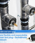 2 Inch Rubber Test Ball Pipe Plug for Sewer Drain Leak Detection with Chain in use within plumbing setup