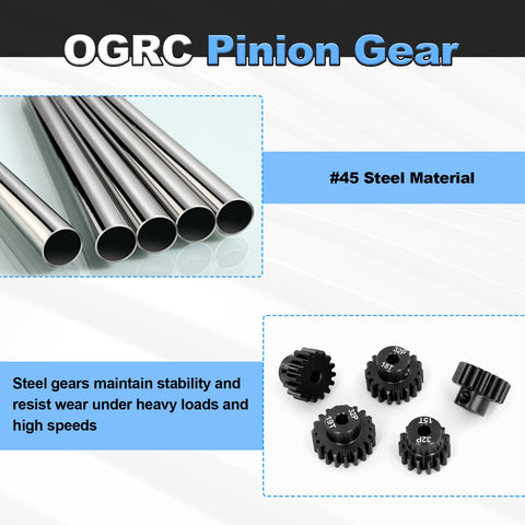 Beefy 32P Pinion Gear Set for 1/10 RC Electric Off Road Trucks, 15T 16T 17T 18T 19T, 3.175mm Bore, 0.8 Mod, Hardened Steel