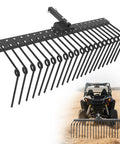 Tow Behind Lawn Dethatcher, 60 Inch Wide With 21 Steel Tines, Category 1 Three Point Hitch Tractor Attachment in action