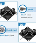Heavy Duty Manual Rebar Bender For Steel Bars Up To 14Mm Adjustable Bending Angle Up To 200 Degrees Stainless Steel Handle for bending 1-12mm rebar.