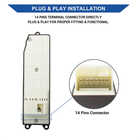 14 pins connector for Door Window Switch Control Button Replacement Easy Install Compatible With Toyota Camry 2002 2006.
