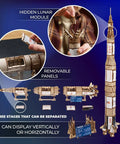 Saturn V 3D Puzzle Kit for Adults Wooden Model Rocket Set Space Shuttle Model Aerospace Engineering Gift Epic Nerdy Brain Teaser Hobby Craft Full DIY Kit for Collectors and Builders, 1:170 scale wooden NASA rocket with removable panels