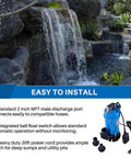 Built Tough 2 Inch Submersible Trash Pump Float Switch Replacement Compatible With Tsurumi Hsz24s Hsz24s62 installed near a waterfall.