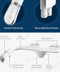 Slim Glow Non Electric Bidet Attachment For Toilet With Front And Rear Dual Nozzles For Fresh Cold Water Wash, Night Light Knob