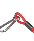 Close-up of Universal Boat Kill Switch Kit with red 50-inch coiled lanyard and stainless steel disconnect clip