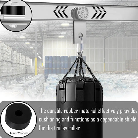 One And Five Eighths Inch Strut Trolley Limit Blocks Heavy Duty Two Pack With Hardware for overhead conveyor system in warehouse