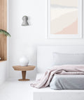 Bedroom setting with Plug In Or Hardwire Wall Sconce 2 In 1 Dimmer Backplate Matte Gray With Faux Wood Accents Black Fabric Cord