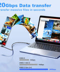 Plug And Play Right Angle USB C Monitor Cable 6ft 2 Pack 4K 60Hz Display With 20Gbps Data Transfer And 100W Charging USB 3.2 Gen2x2 Video Cable for data transfer