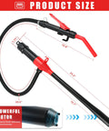 Grab And Go Battery Powered Transfer Pump Portable Cordless Electric Siphon For Gas Diesel And Water Quick Flow With Extended Hose showing product dimensions.