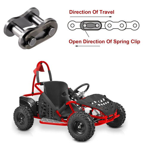 10 Pack Number 35 Chain Master Link Roller Steel Alloy Heavy Duty Connector for Go Karts and Mini Bikes with installation diagram