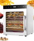 Powerful 1000W Commercial Freeze Dryer Dehydrator with 10 tier racks for fruits, veggies, meat, seafood; digital display shown