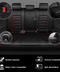 Rear view of 3D Foam PU Leather Car Seat Covers Universal Full Set for Trucks SUVs and Sedans Waterproof with buckle details