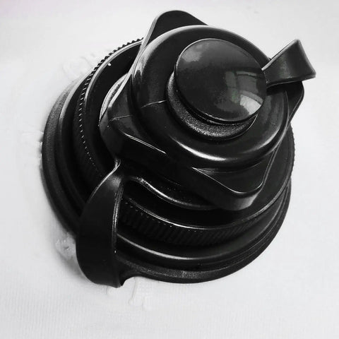 Close-up of black kayak float valve for Inflatable Kayak Float For Stand Up Paddling And Casual Water Fun Go To Gear Yellow Balance Float