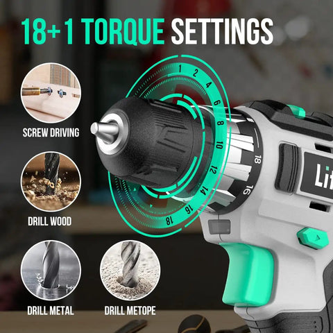20V Cordless Drill and Impact Driver Combo Kit With 220 InLbs Drill Torque 1150 InLbs Impact Torque All Metal Keyless Chuck For Three Eighths Inch Bits Lithium Ion Battery And 1 Hour Fast Charger Great Gift For Home Diy