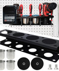 Magnetic Power Tool Organizer Rack For Cordless Drills And Screwdrivers With 4 Stainless Steel Cups Heavy Duty Metal Storage Rack For Tool Cart Pegboards Workbench Garage And Toolbox